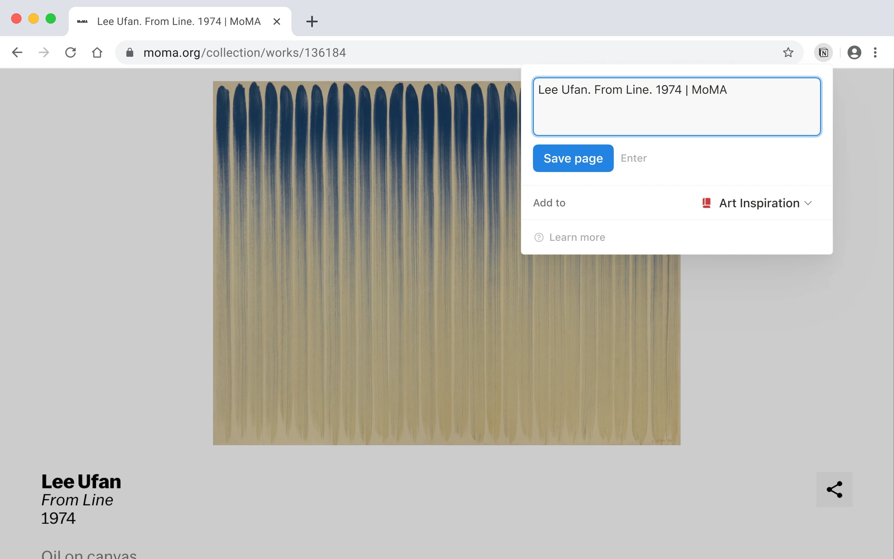 Une capture d’écran de Notion Web Clipper sur desktop