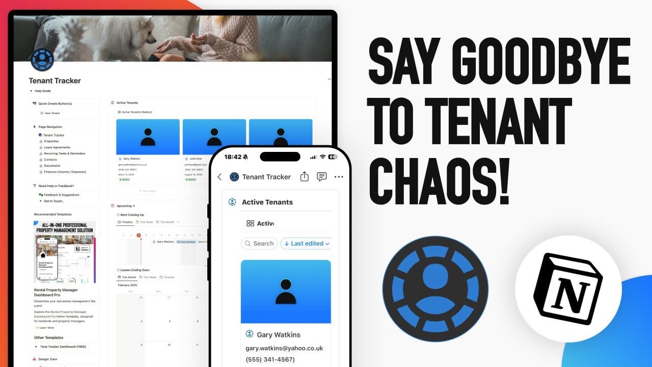 Effortlessly manage tenants and leases with the Tenant Tracker Lite. Perfect for landlords and property managers, this free Notion template organizes tenant details, lease dates, and payments in one streamlined dashboard.