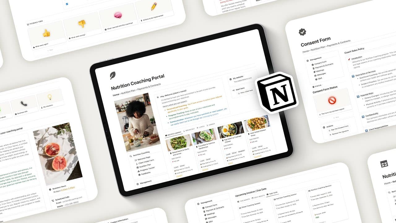 Welcome to the Free Nutrition Coaching Portal Notion Template, the ultimate tool for nutrition coaches to streamline their workflow and provide personalized coaching to clients!