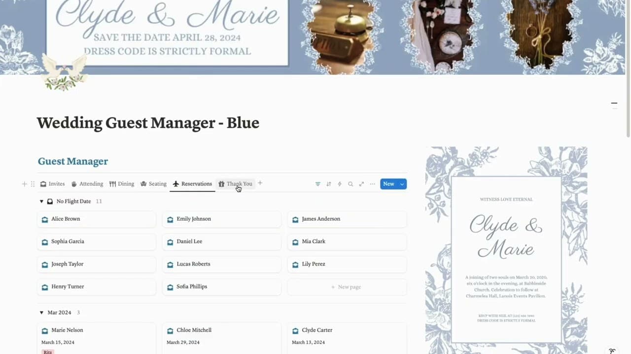 This Wedding Guest Manager planner is your perfect stylish partner for planning, tracking, accessing, and sharing your guest list. Coordinate your ceremony guest save the dates, RSVPs, itineraries, accommodations, seating, gifts and thank you notes in one place.