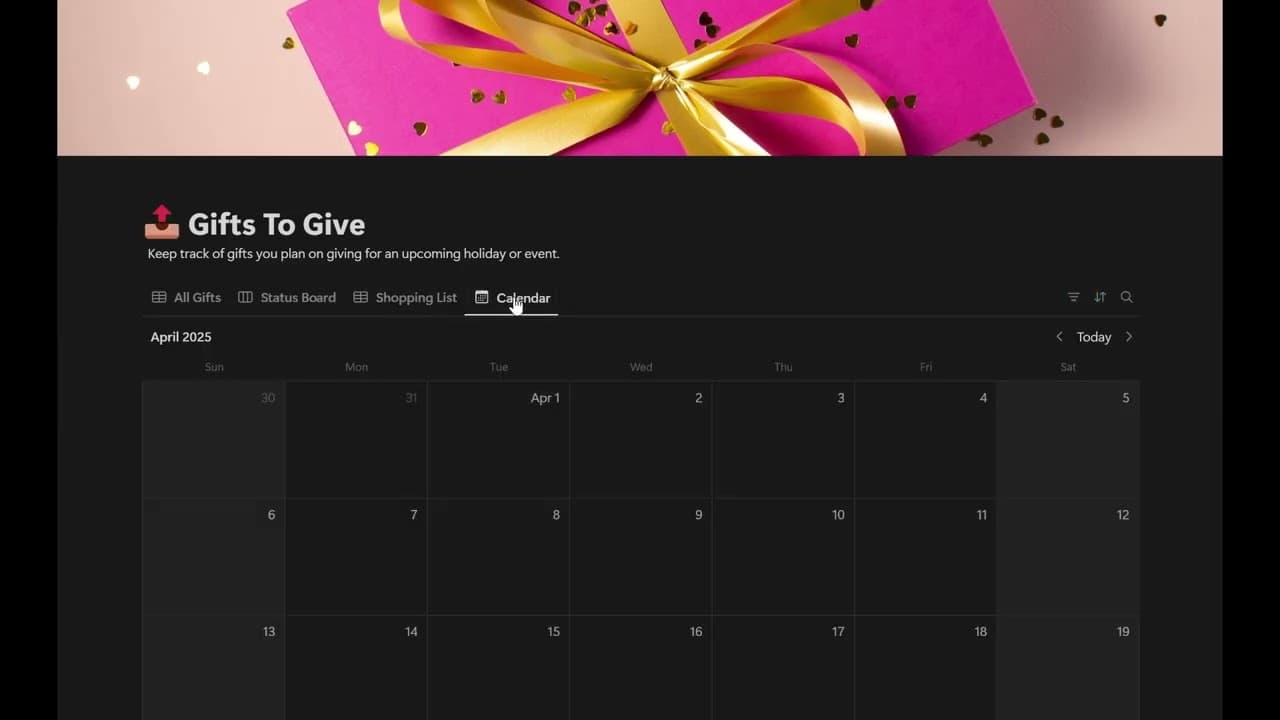 Keep every gift moment organized with this Notion template—track gifts sent and received, manage budgets, log registry items, and store recipient preferences for weddings, birthdays, holidays, baby showers, and Secret Santa. Celebrate thoughtfully and never miss a thank-you!