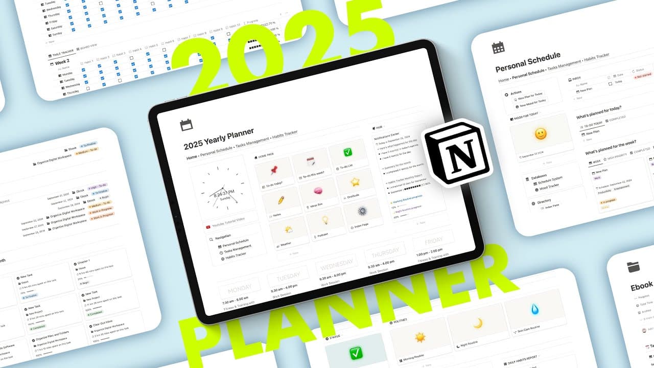 Get ready to plan, organize, and achieve your goals in 2025 with the 2025 Yearly Planner Notion Template! Whether it’s scheduling, tracking tasks, building habits, or staying on top of self-care routines, this planner has everything you need to stay organized all year long.