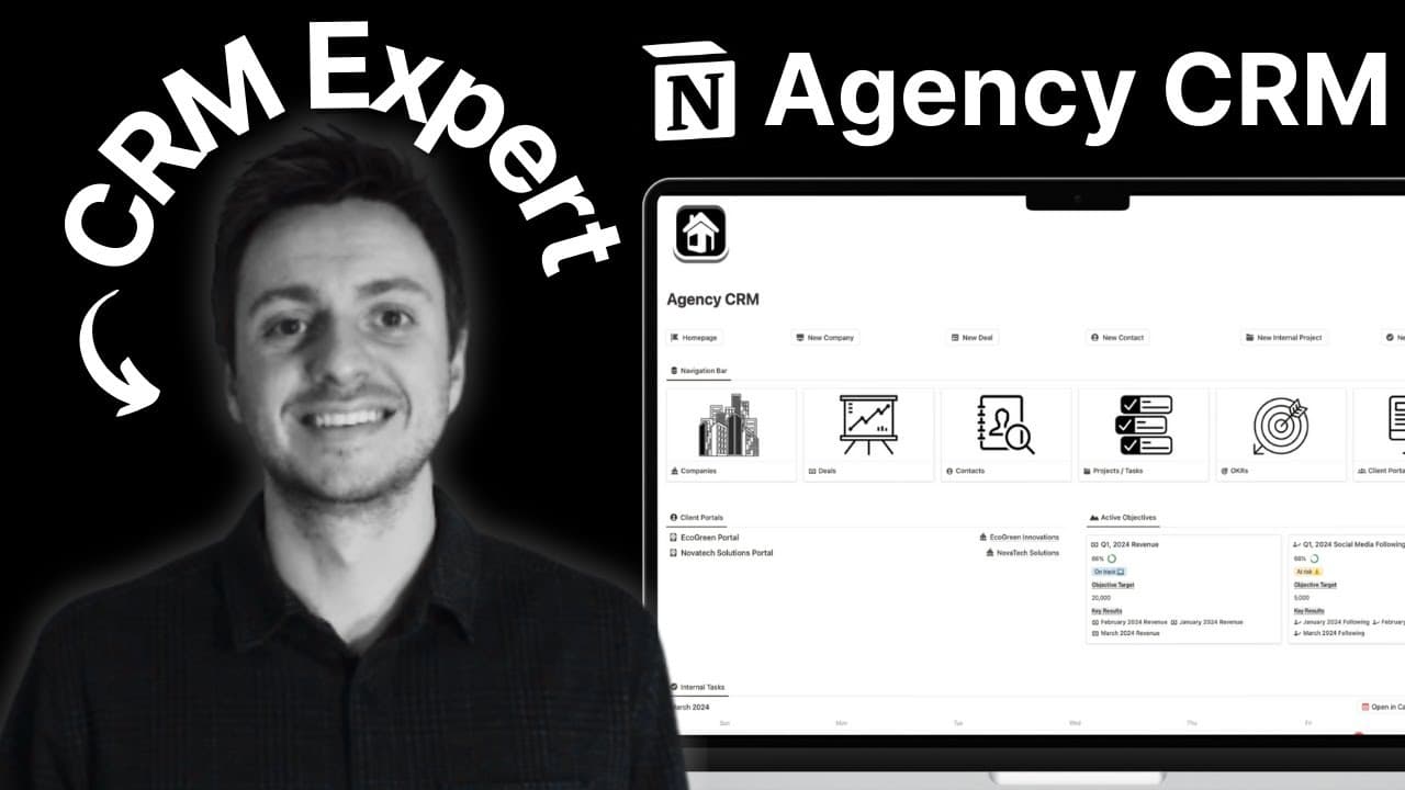 Elevate your agency's efficiency and client management with this Notion CRM designed specifically for agencies. This CRM offers a comprehensive solution to track revenue, manage contacts and company information, oversee projects and tasks, and create personalized client portals.