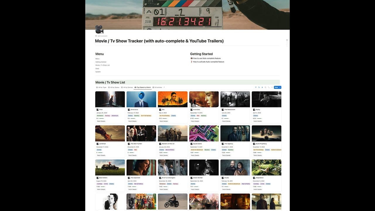 Just enter the name and type of your Movie / Tv-Show and get all the details and trailers automatically by pressing a button.