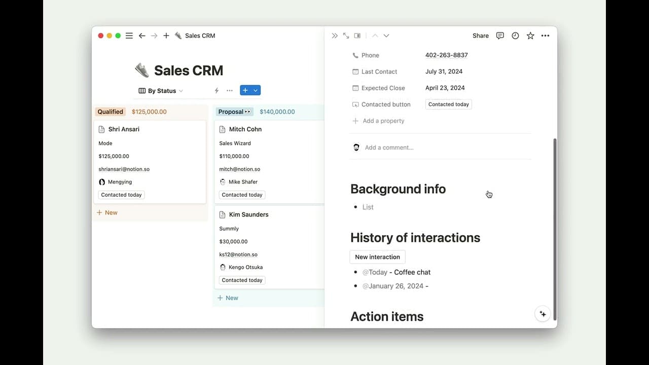 Track sales leads and customer interactions.