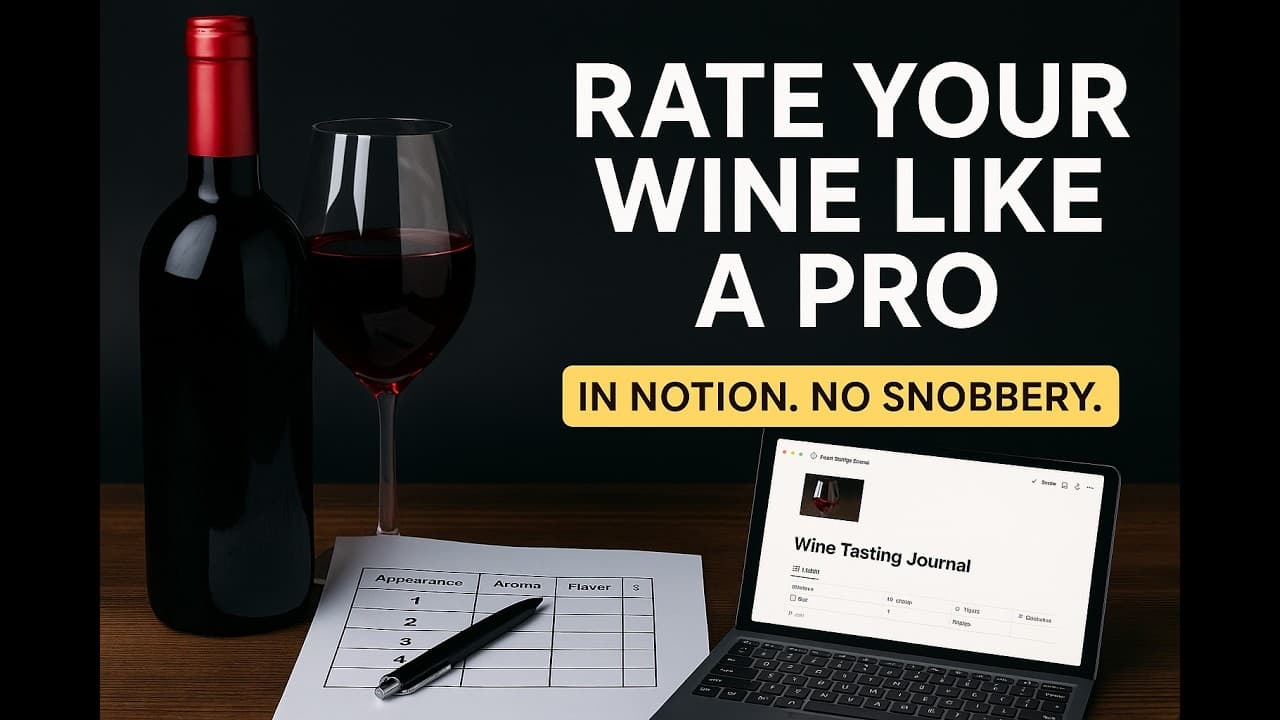 A structured Notion template for wine lovers to evaluate wines with precision. Track aromas, flavors, balance, and overall enjoyment using a guided framework. Perfect for personal tasting notes, wine education, or industry professionals!
