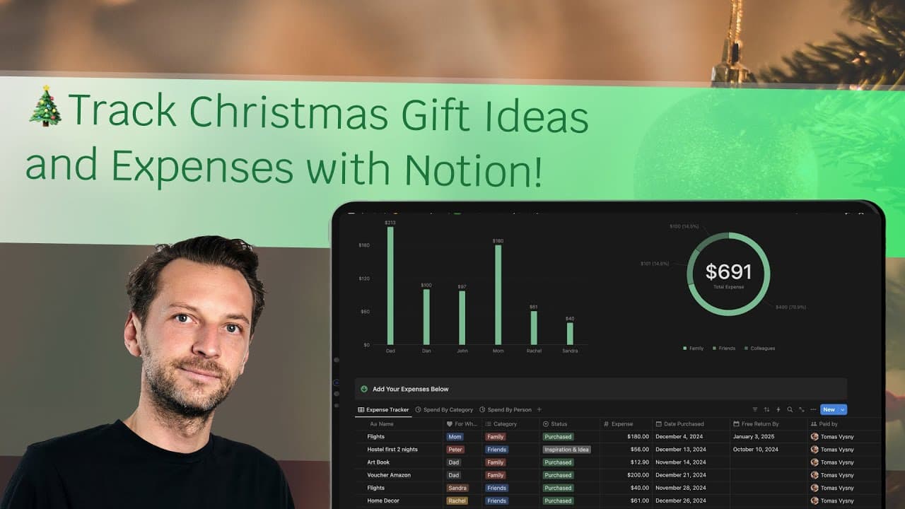 Stay on top of your holiday shopping and spending with Xmas Cheer: Holiday Gift & Spending Tracker. Plan gifts, set budgets, and track expenses with ease, all in one organized Notion template. Keep your holiday season stress-free, organized, and budget-friendly!