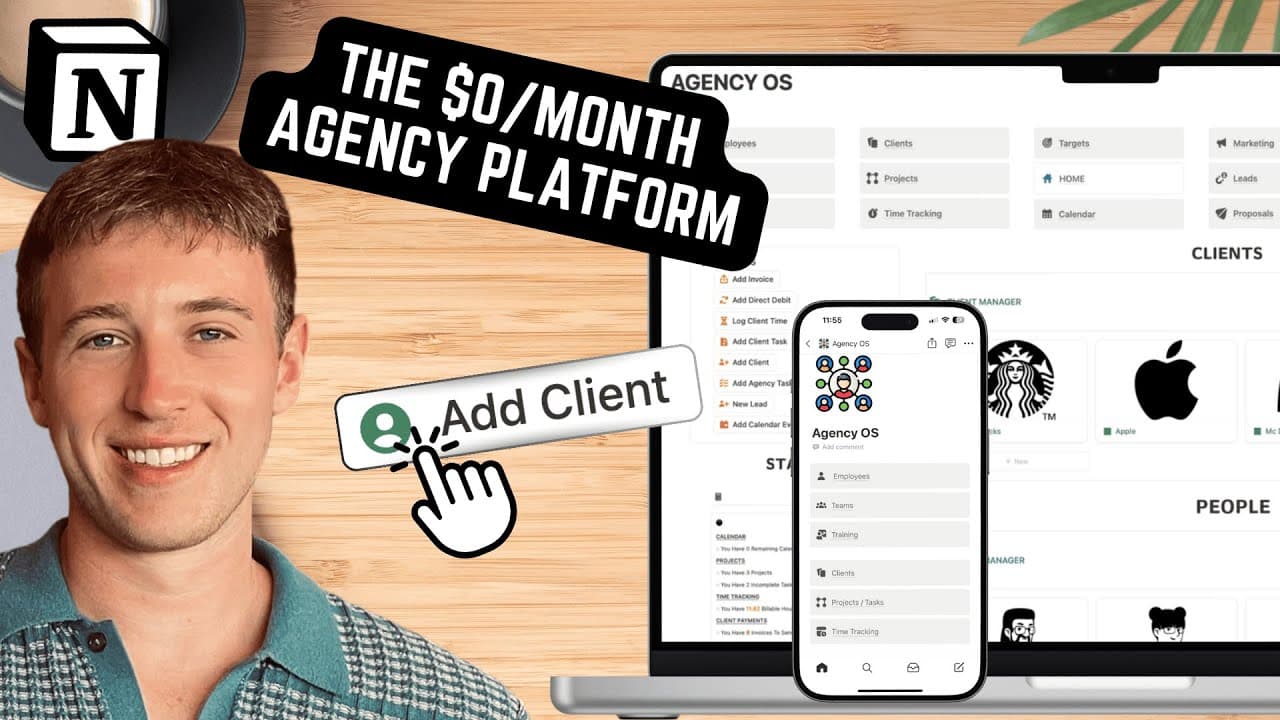 Agency OS is your all-in-one Notion template for business management, designed to streamline operations and enhance productivity for your agency, with features ranging from client and employee pages to project tracking and financial oversight. Manage all areas in one dashboard.