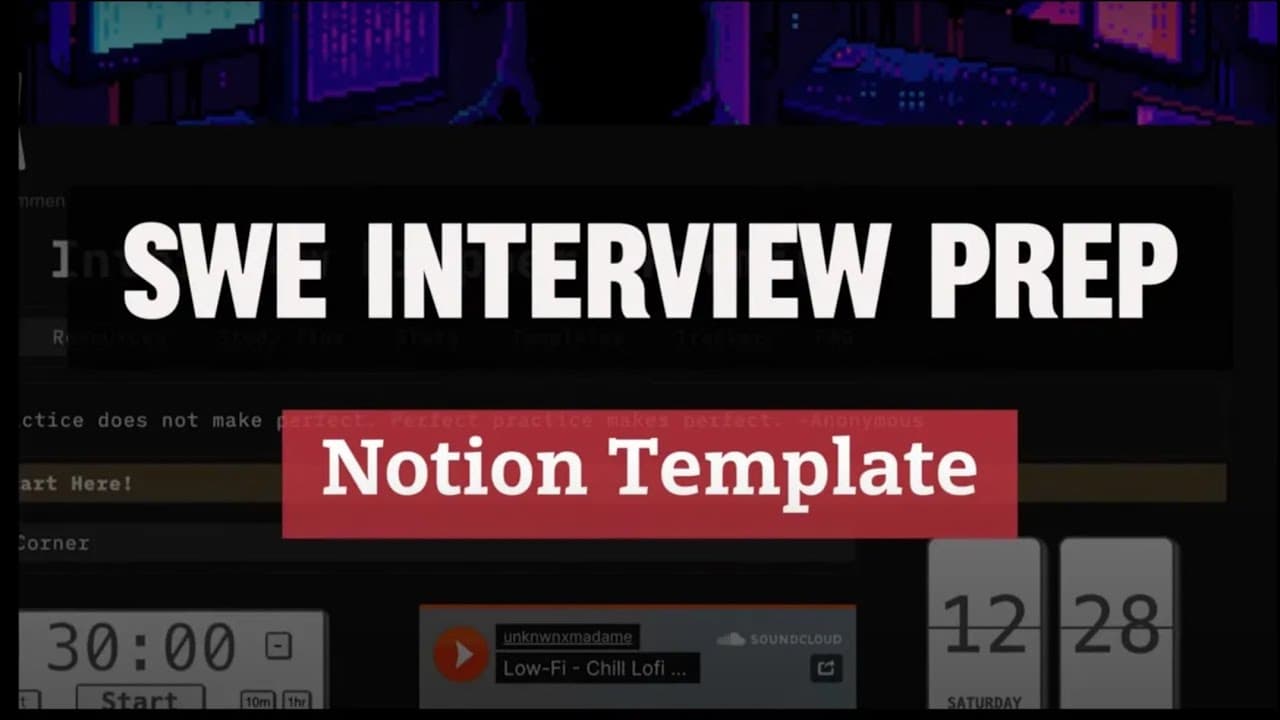 Take 20% of with code VALENTINE2025! Ends FEB 31! Do you have a Software Engineering / Software Developer internship or full-time interview coming up? Use my Notion template to help you prepare and land your next role!