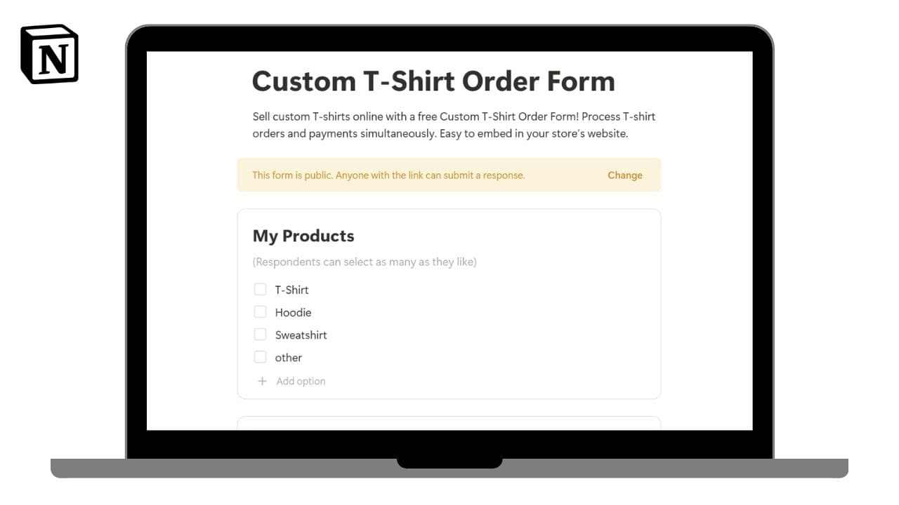 Easy Custom T-Shirt Order Forms Template

Track all Custom T-Shirt Orders with ease in this simple and easy to use Forms template.

Generate PDF Documents in bulk using https://www.pdfoutput.com/