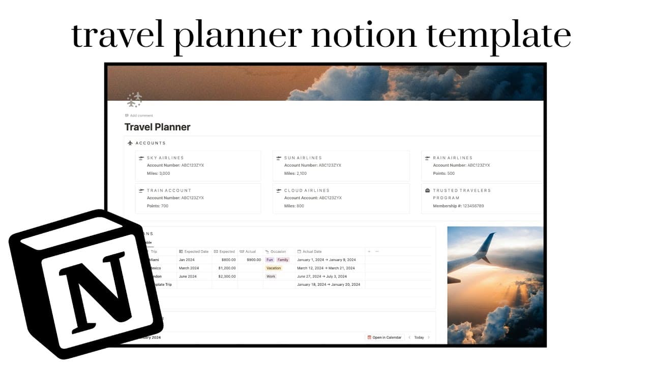 All your travel details in one place with this Notion travel planner! 