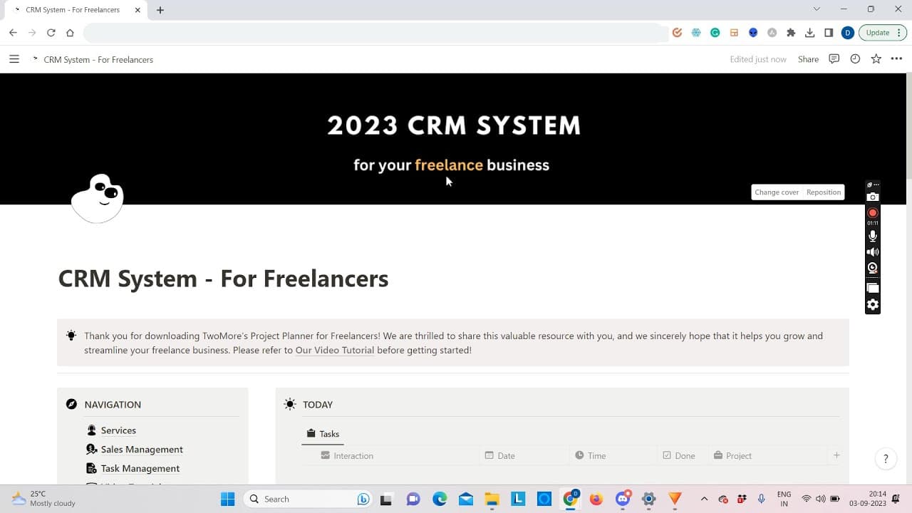 Unlock next-level freelancing with 'The Ultimate Notion CRM System For Freelancers' an all-encompassing template transforming scattered details and tasks into a harmonious dashboard of opportunities, from leads to clients and every project in between!