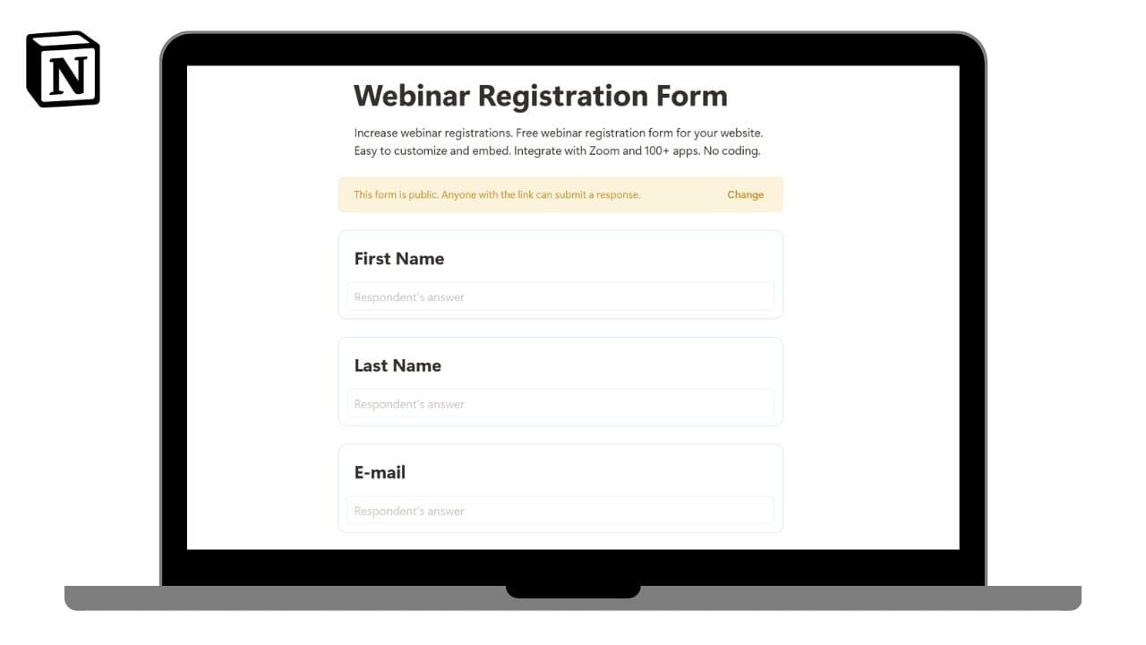 Easy Webinar Registration Forms Template

Track all Webinar Registrations with ease in this simple and easy to use Forms template.

Generate PDF Documents in bulk using https://www.pdfoutput.com/