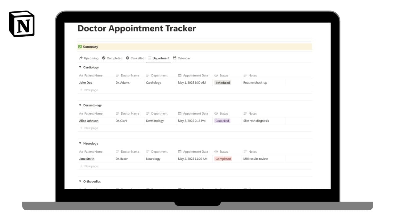 Easy Doctor Appointments Tracker Template

Track all Doctor Appointments related details in this simple and easy to use Appointments Tracker template.

Generate PDF Documents in bulk using https://www.pdfoutput.com/