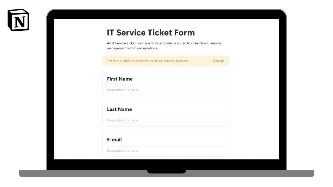 Easy IT Service Ticket Forms Template

Track all IT Service Tickets with ease in this simple and easy to use Forms template.

Generate PDF Documents in bulk using https://www.pdfoutput.com/