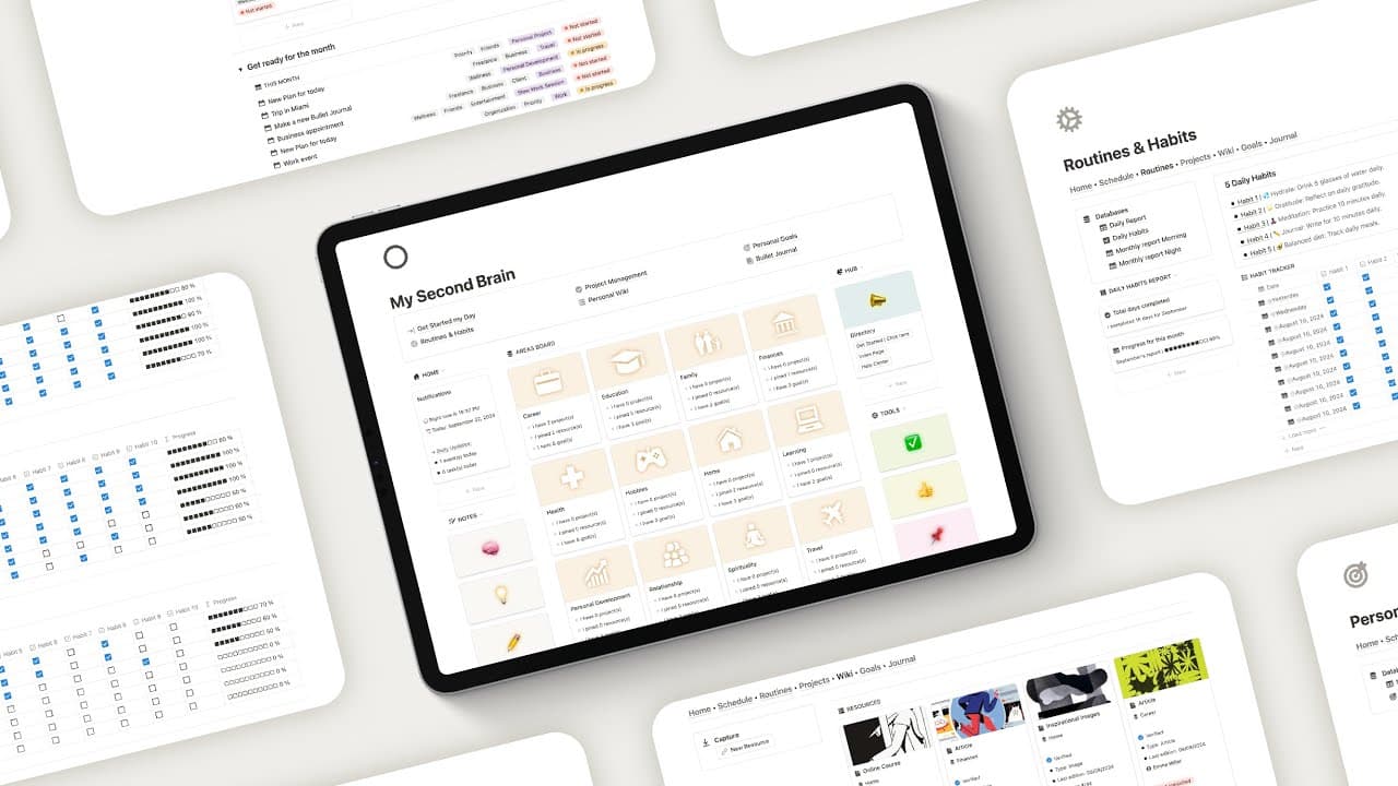 Welcome to the Free Second Brain Notion Template, your all-in-one system to get your life organized and boost productivity!