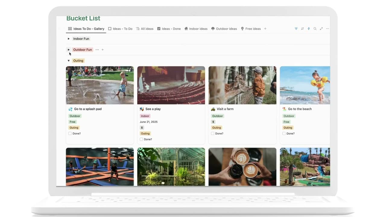 The Family Summer Bucket List Notion Template is your ultimate digital companion for planning, organizing, and enjoying unforgettable family adventures. Use our summer fun ideas or customize with your own list. Get ready for the best summer ever!