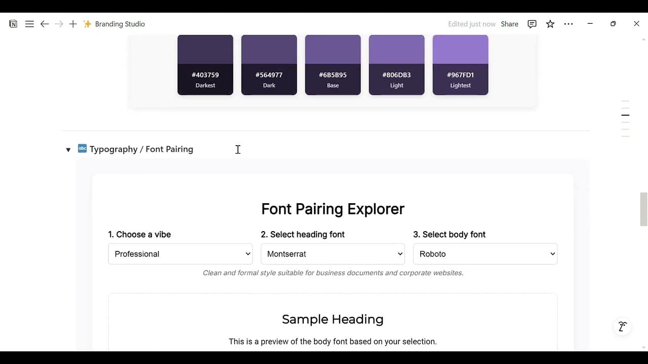 A beautifully structured Notion template to help you build your brand from the ground up — from moodboard and creative direction to visual identity, brand story, and content strategy. Perfect for founders, creatives, and personal brands building with intention.
