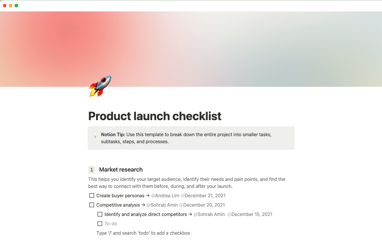 product launch checklist template
