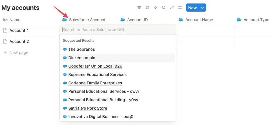 hc:Salesforceレコードを選択