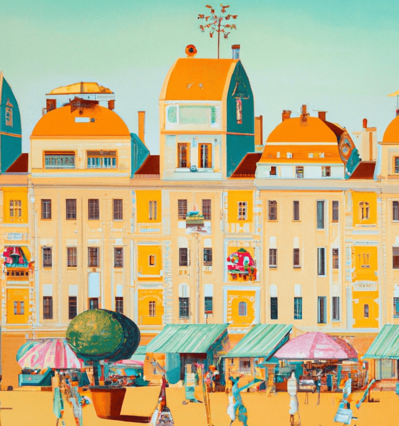 Simons DALL-E-Kunst, „might be nice to live here“