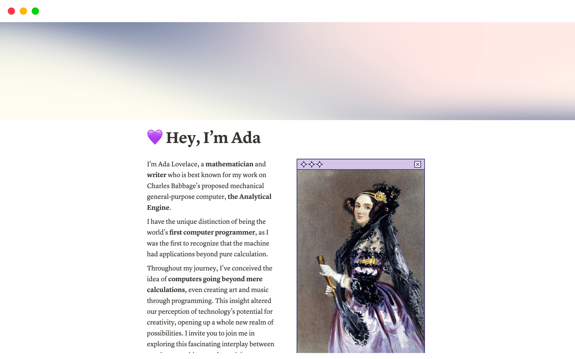 A template preview for Personal Website