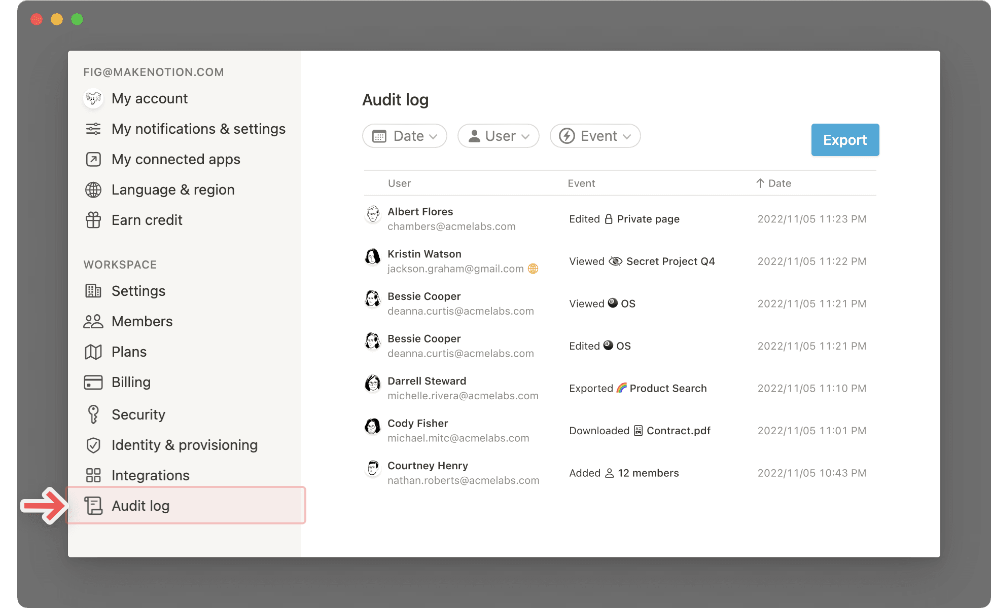 Registro de auditoría