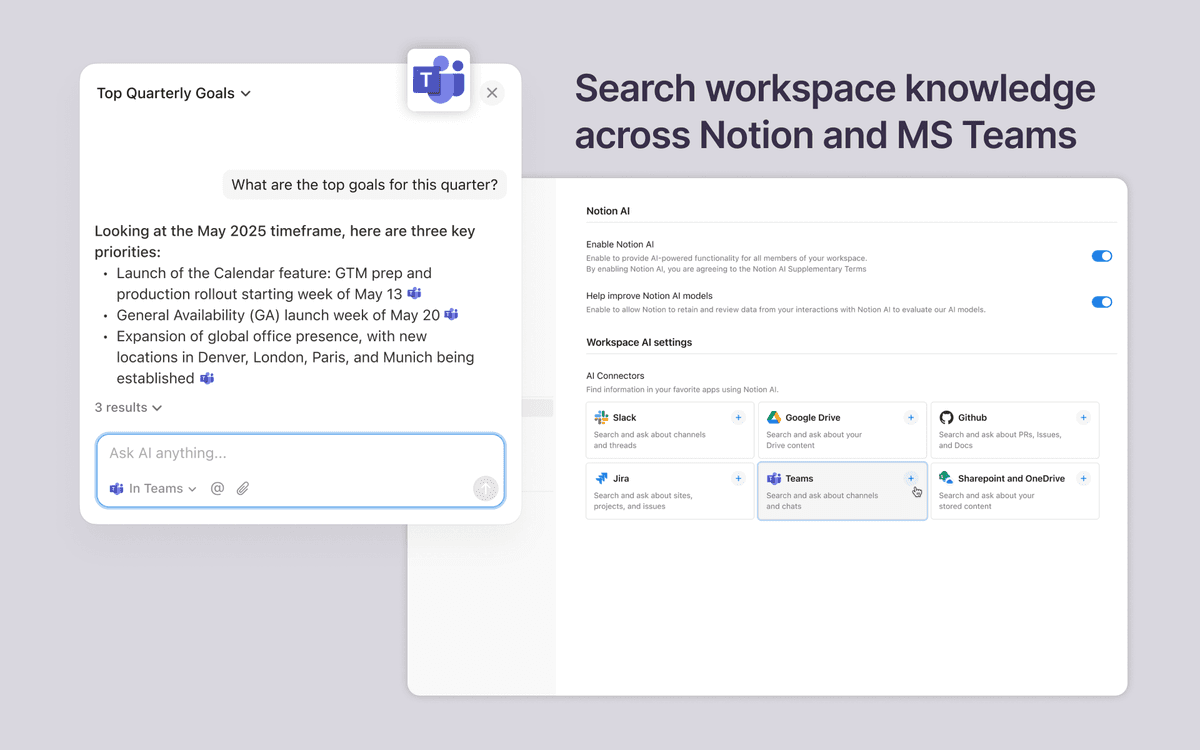 Notion AI Connector for MS Teamsインテグレーション アプリをNotion (ノーション)につなげる