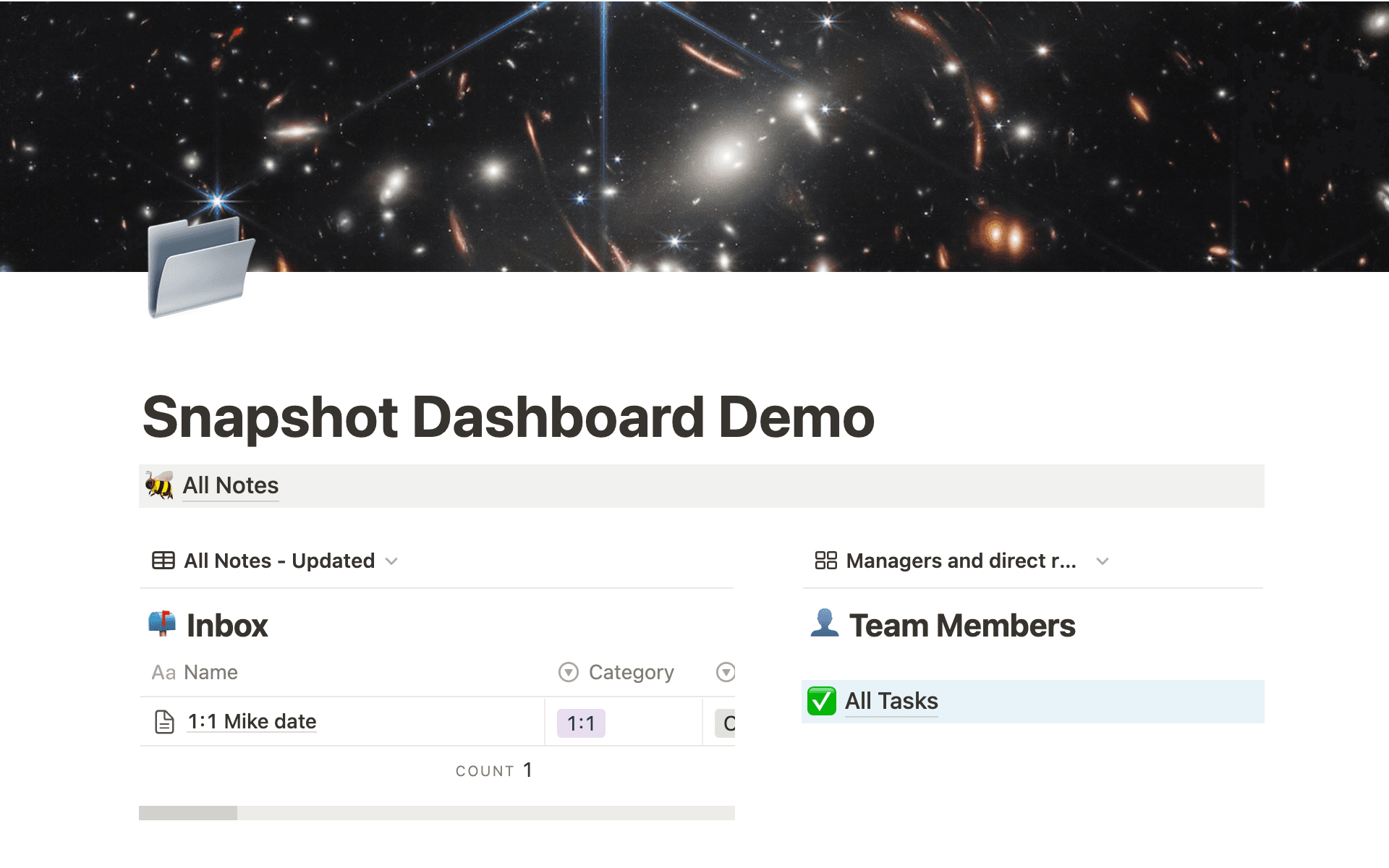Snapshot dashboard demo