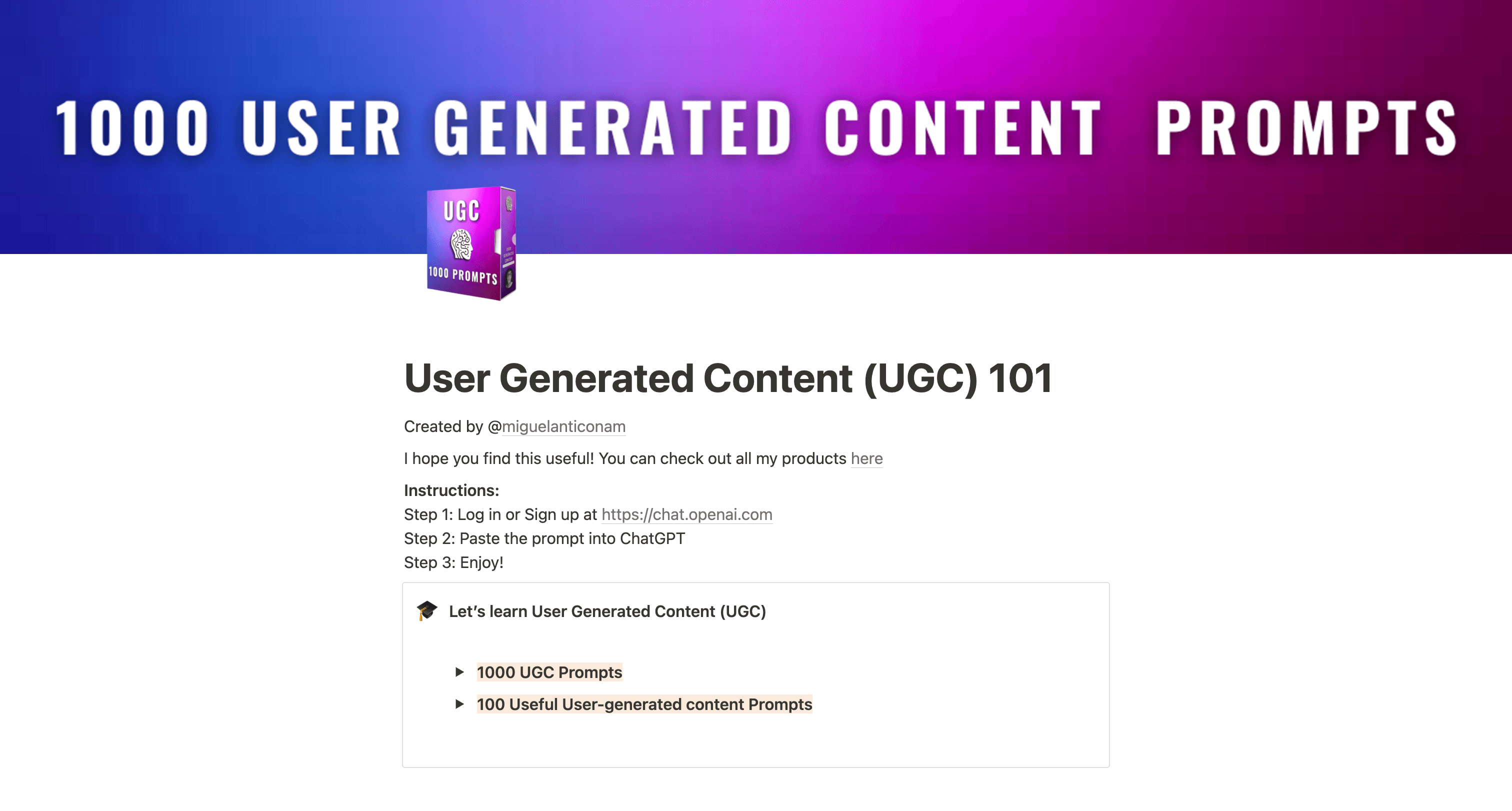 User generated content prompts