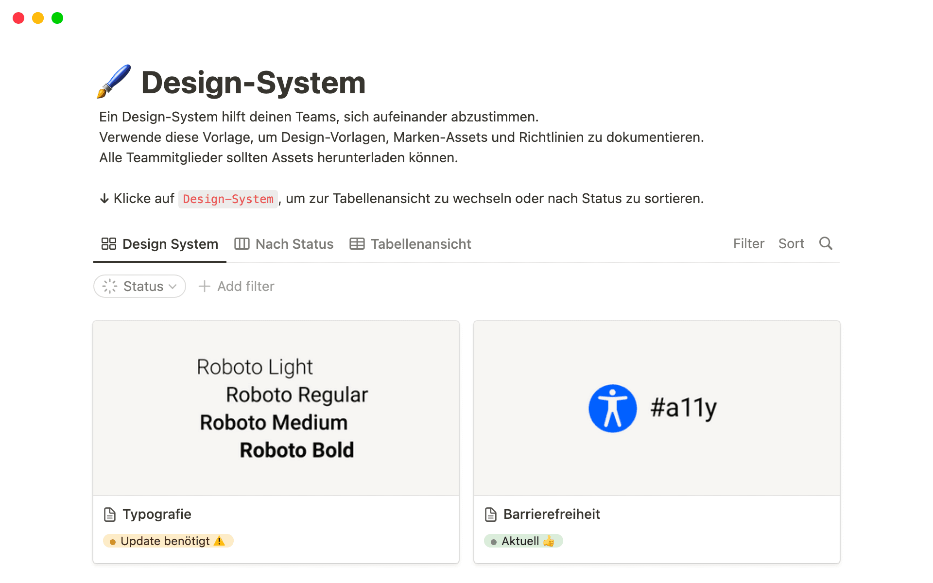The desktop image for the Design system template
