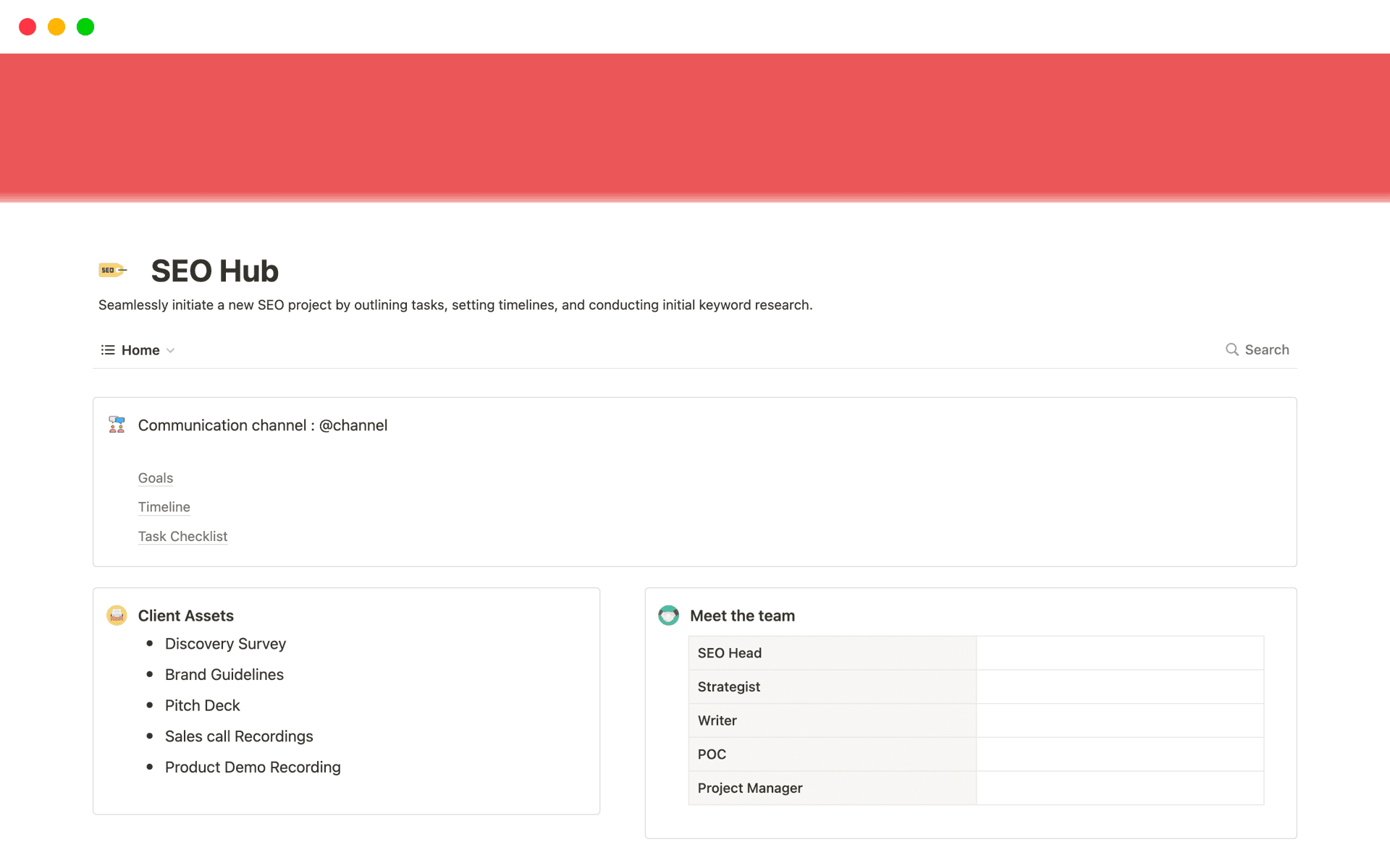 A template preview for The SEO Hub