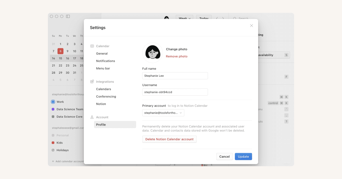 Manage your Google & Notion Calendar accounts – Notion Help Center