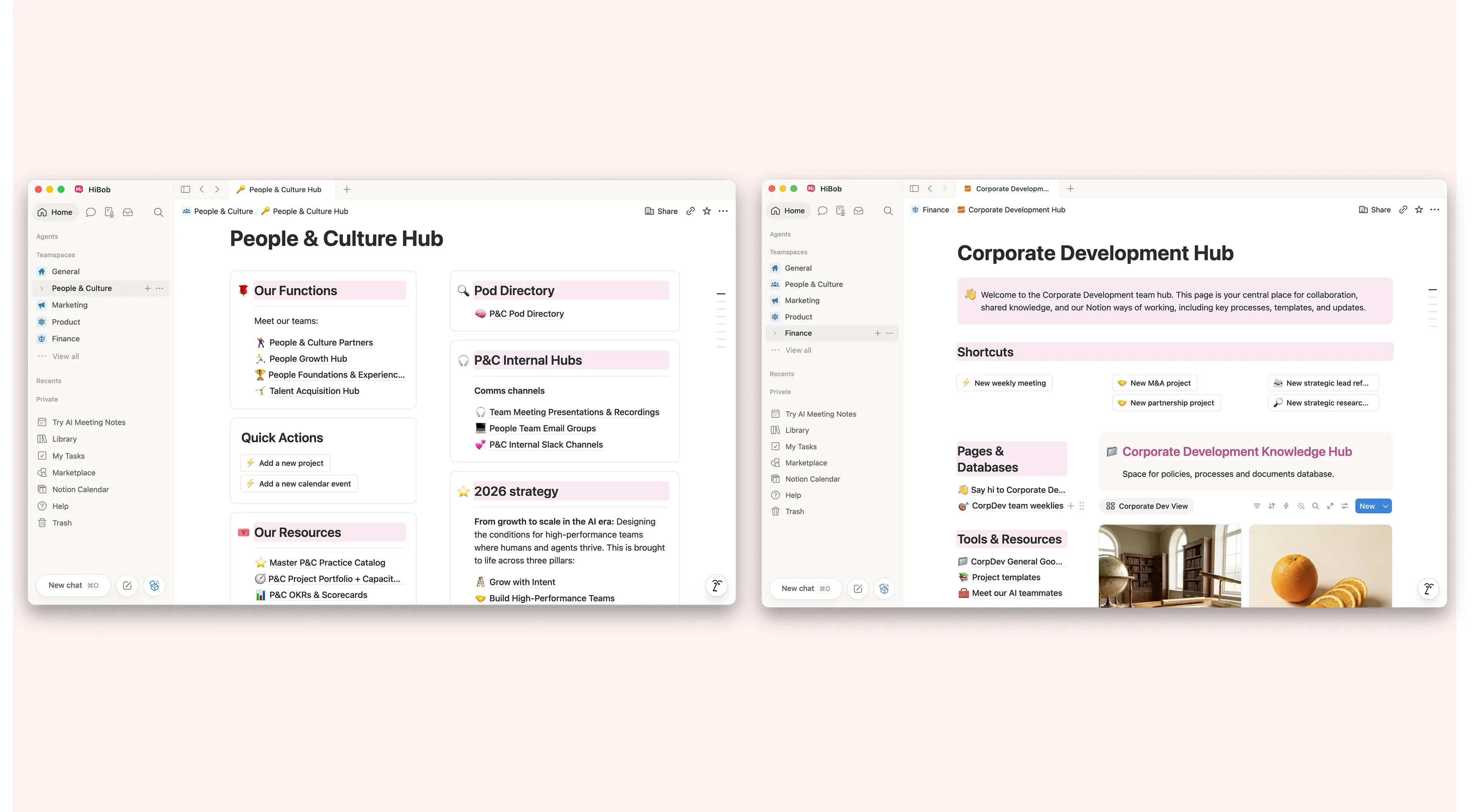 Notion Services helped each department tailor its teamspace to how they work.