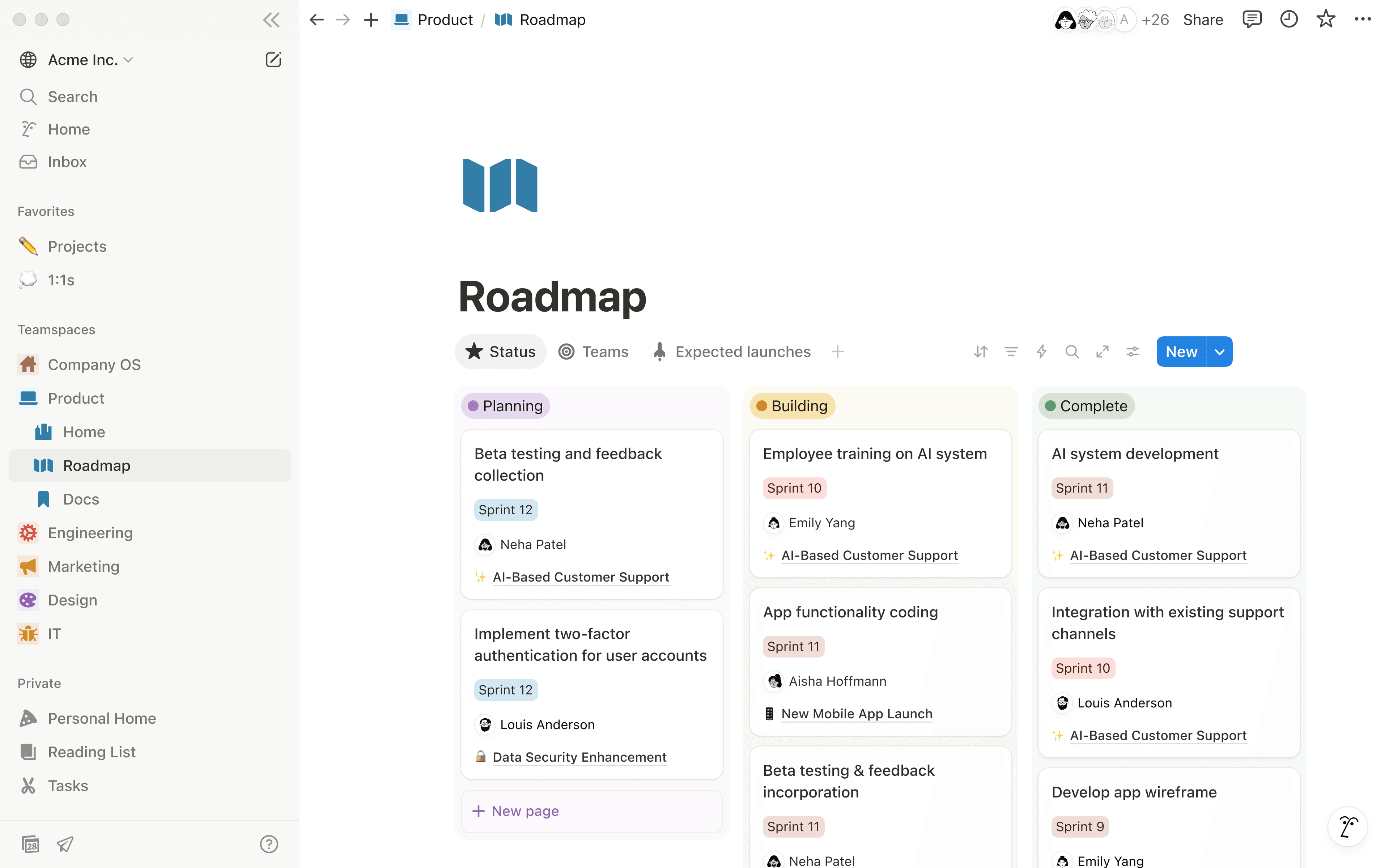 Notion AI answering a query across team docs and databases