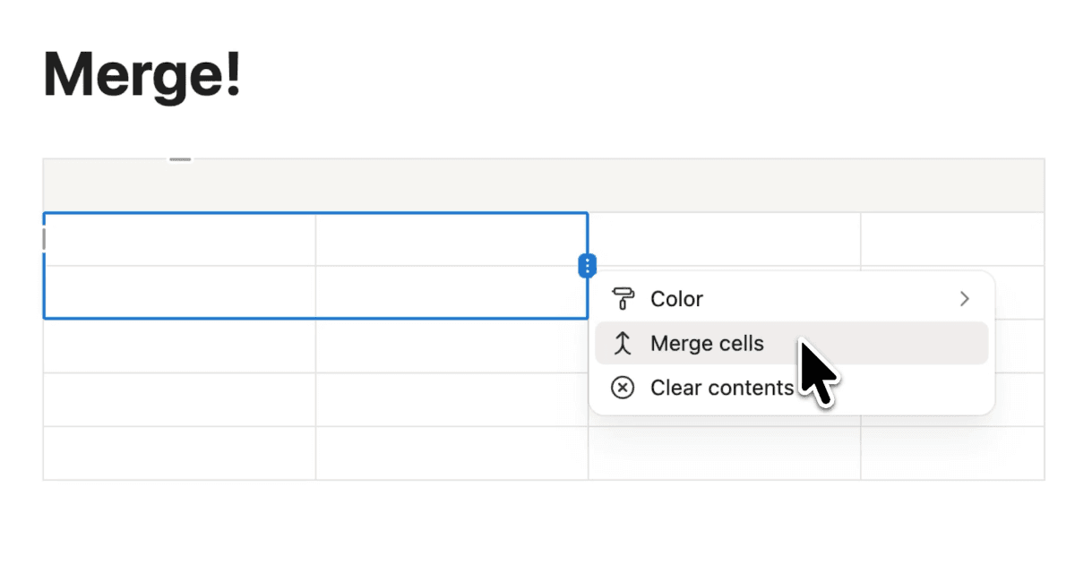 Merge cells in tables