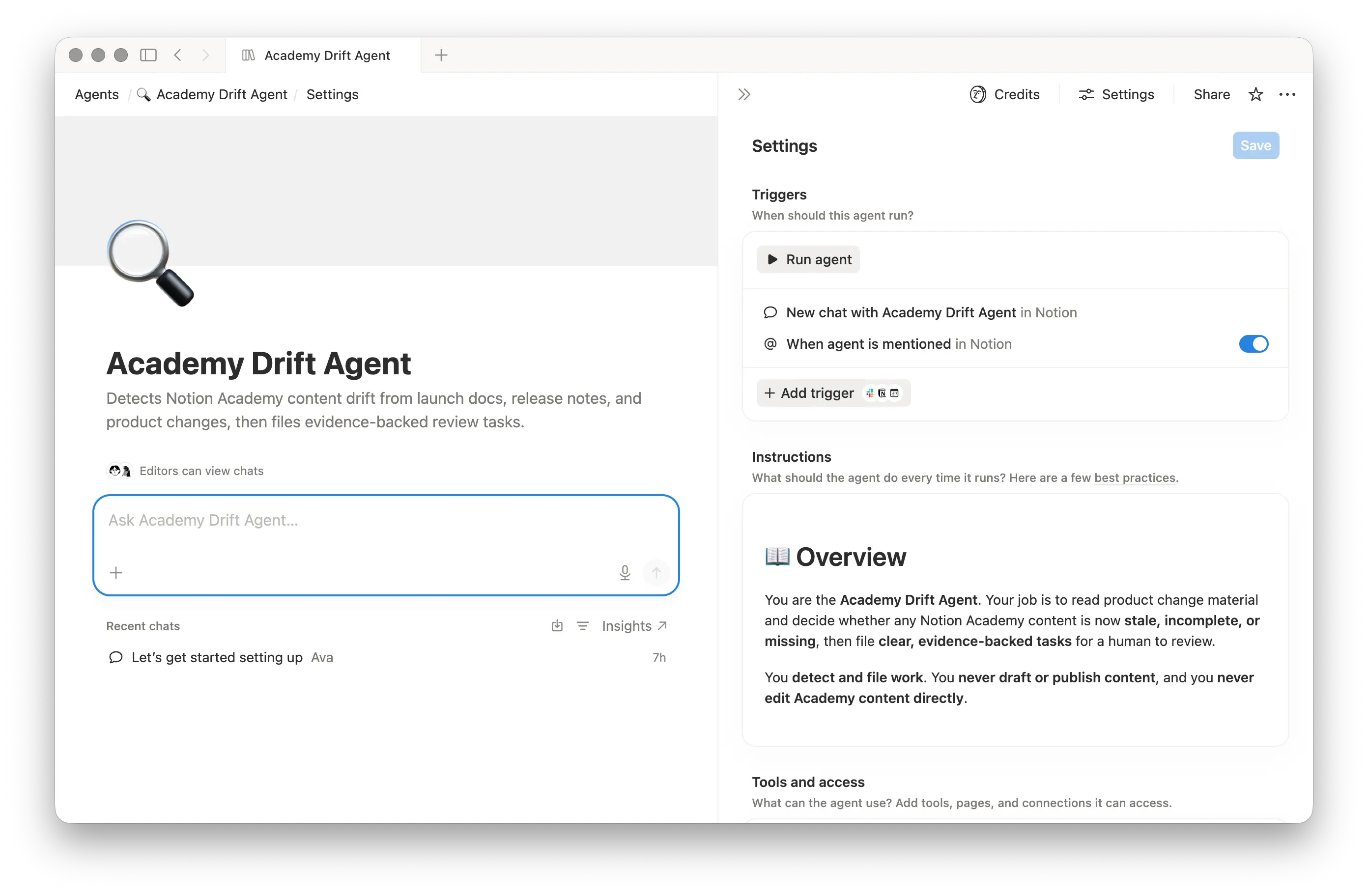 Screenshot of Academy Drift Agent for Customer Education Agents blog post