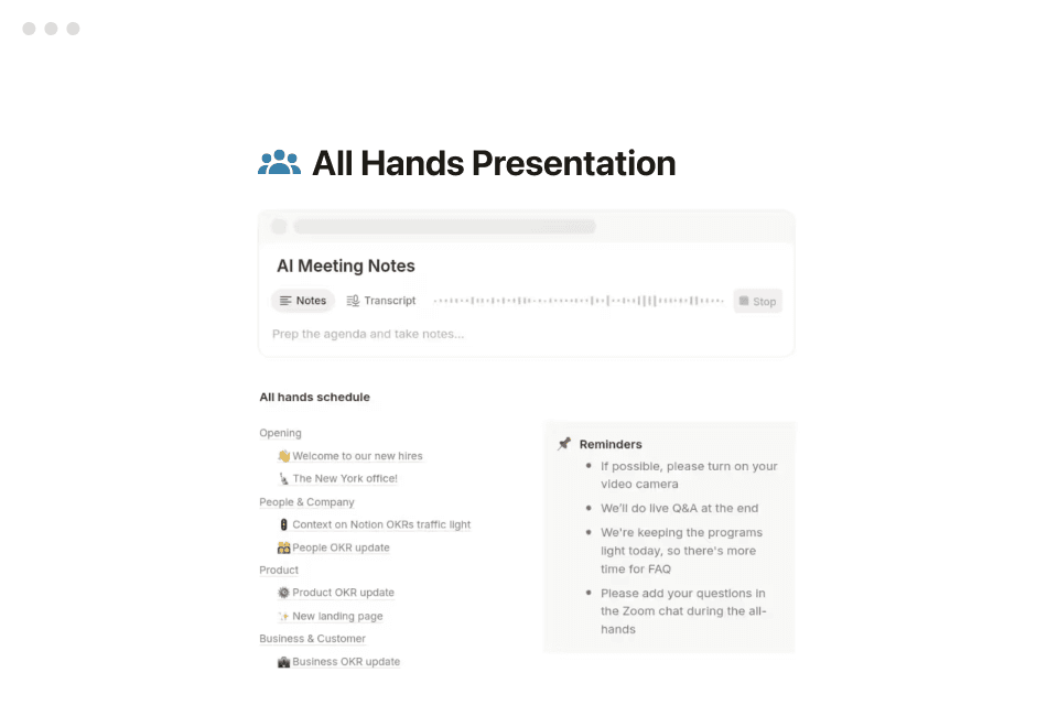 Résumés de réunions générés par IA