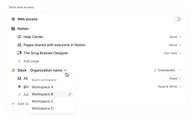 Select the correct Slack workspace/team for Custom Agents in Slack Enterprise Grid.