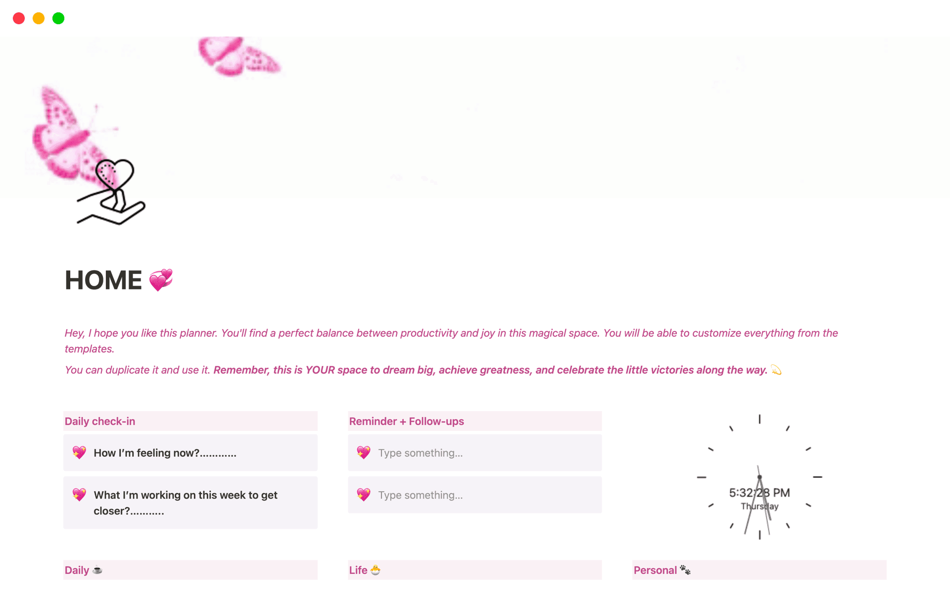 A template preview for The ultimate life planner