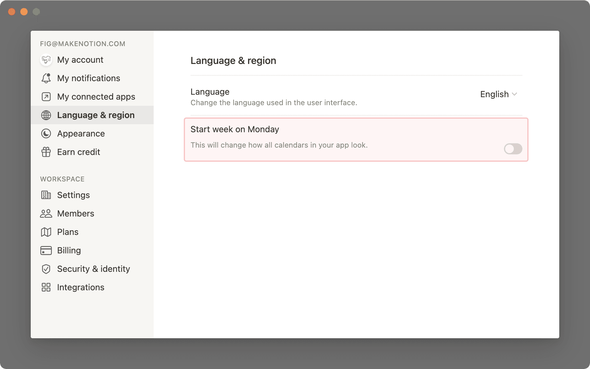 Language & region settings – Notion Help Center