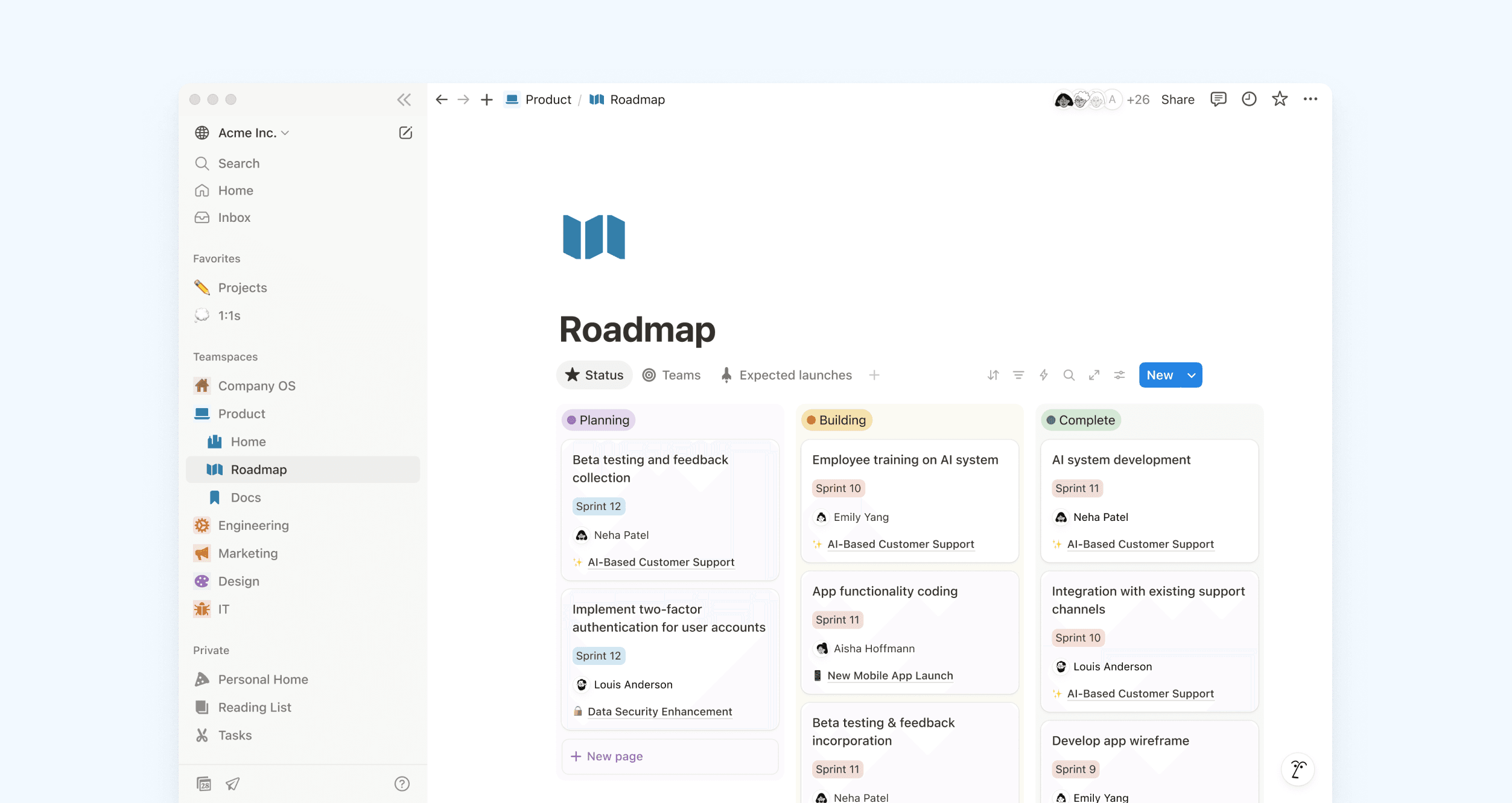 Notion AI interface showing automated task management