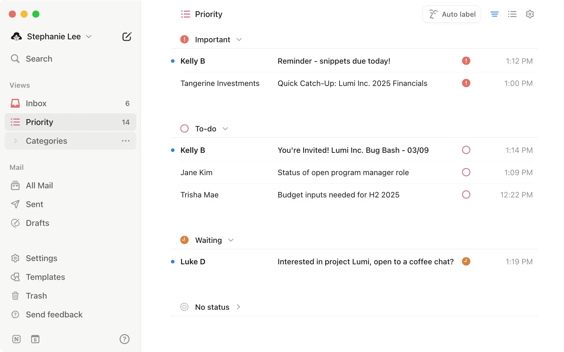 Notion Mail priority