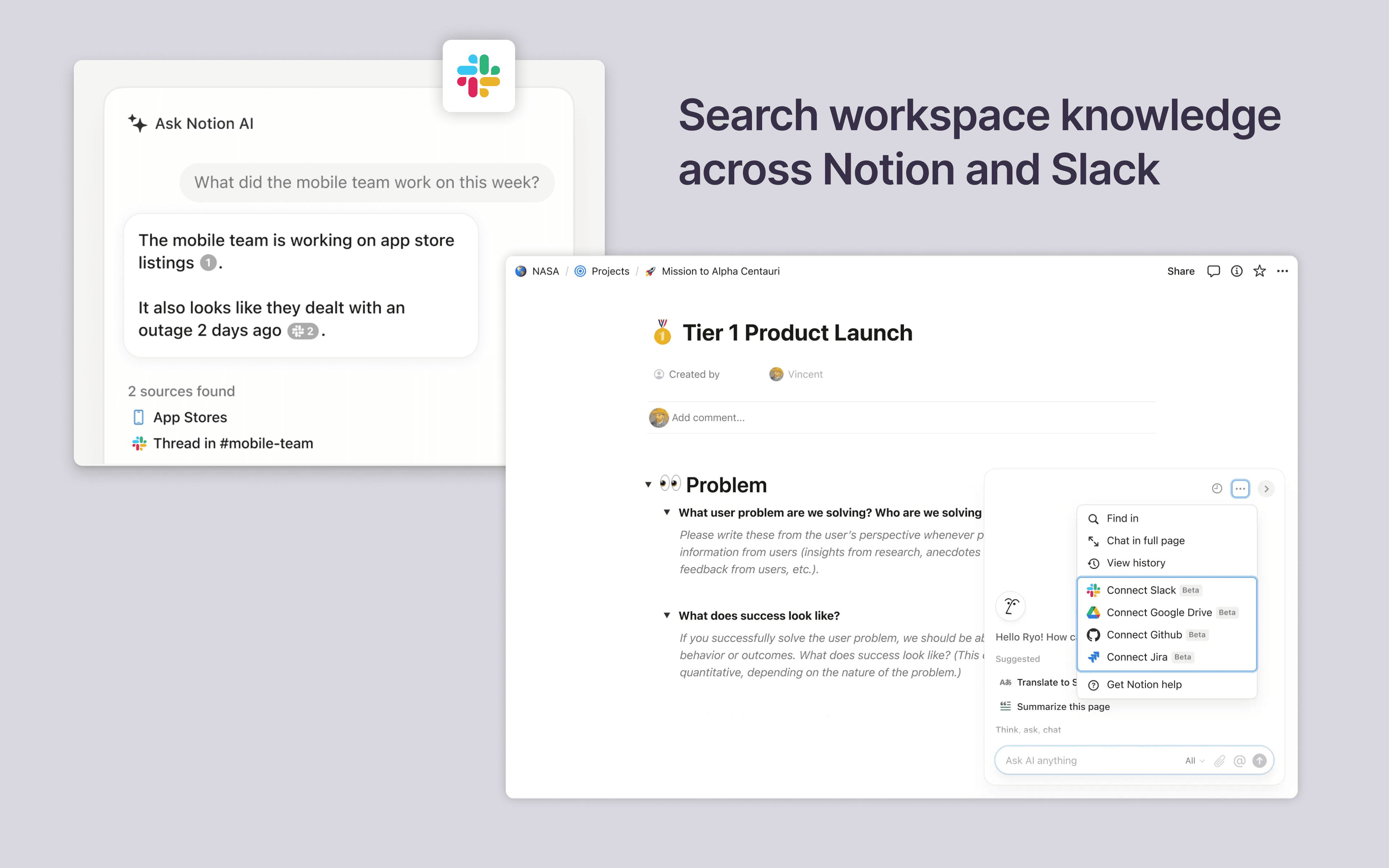Notion AI Connector for Slack API 통합 | Notion (노션)에 앱 연결하기