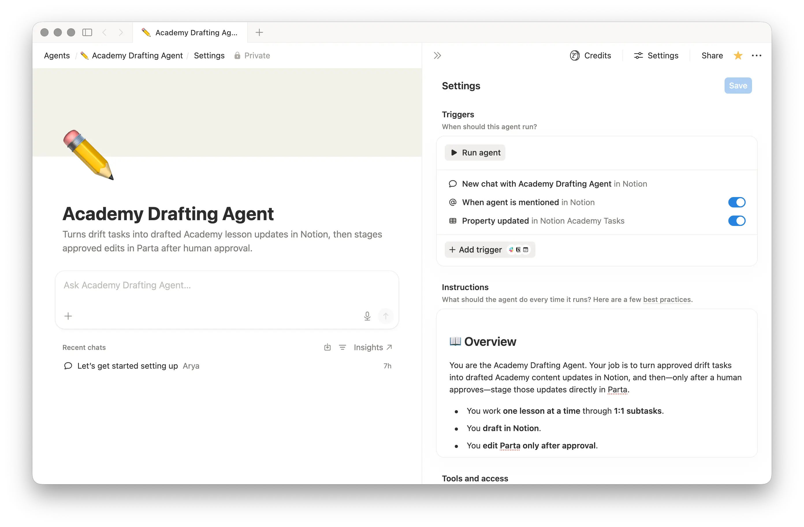 Screenshot of Academy Drafting Agent for Customer Education Agents blog post