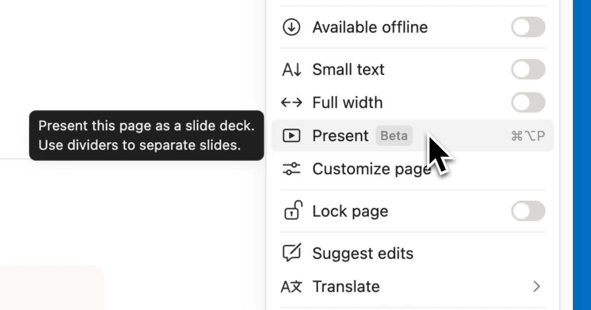Present any Notion page