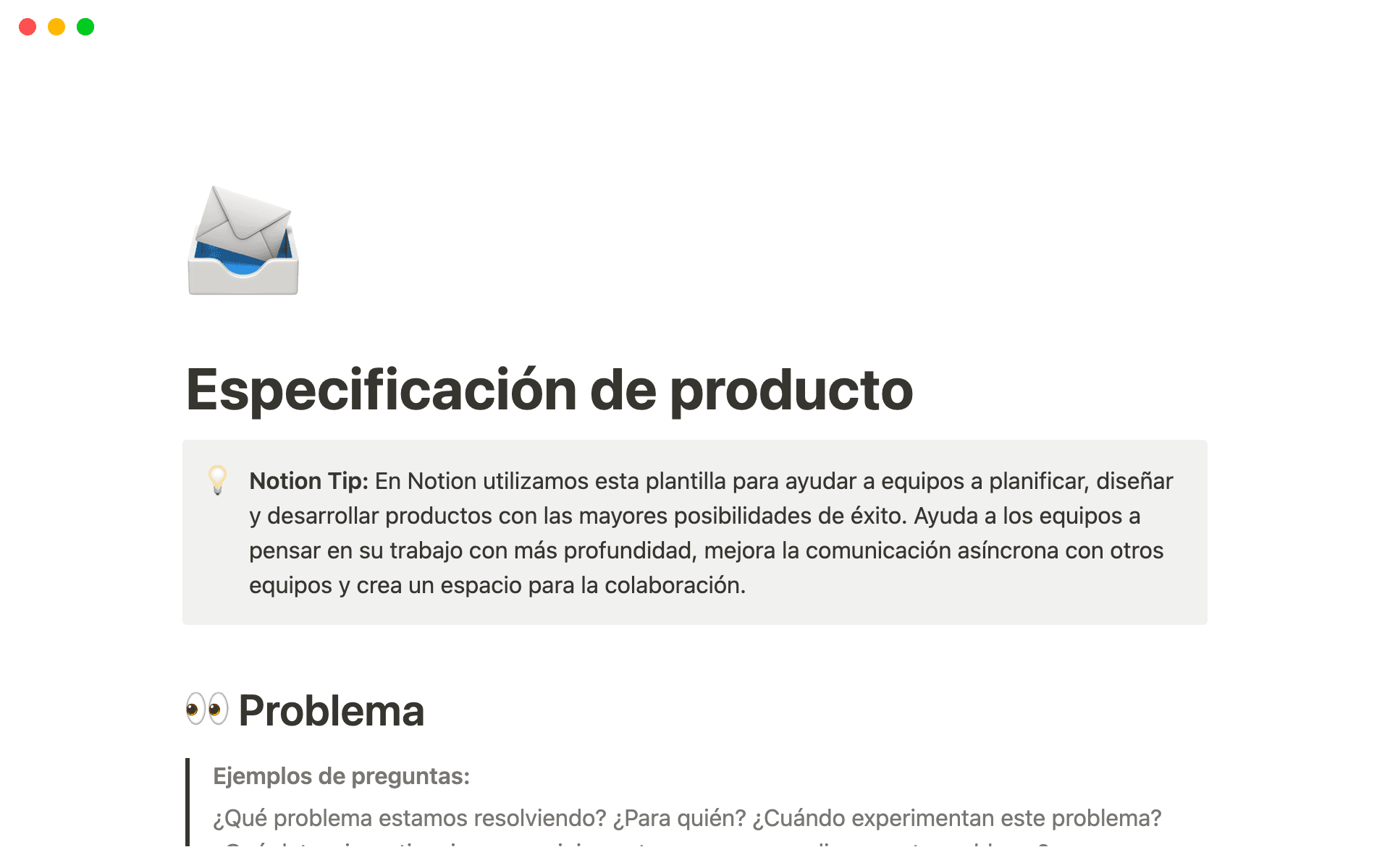 Crea y comparte especificaciones técnicas en Notion