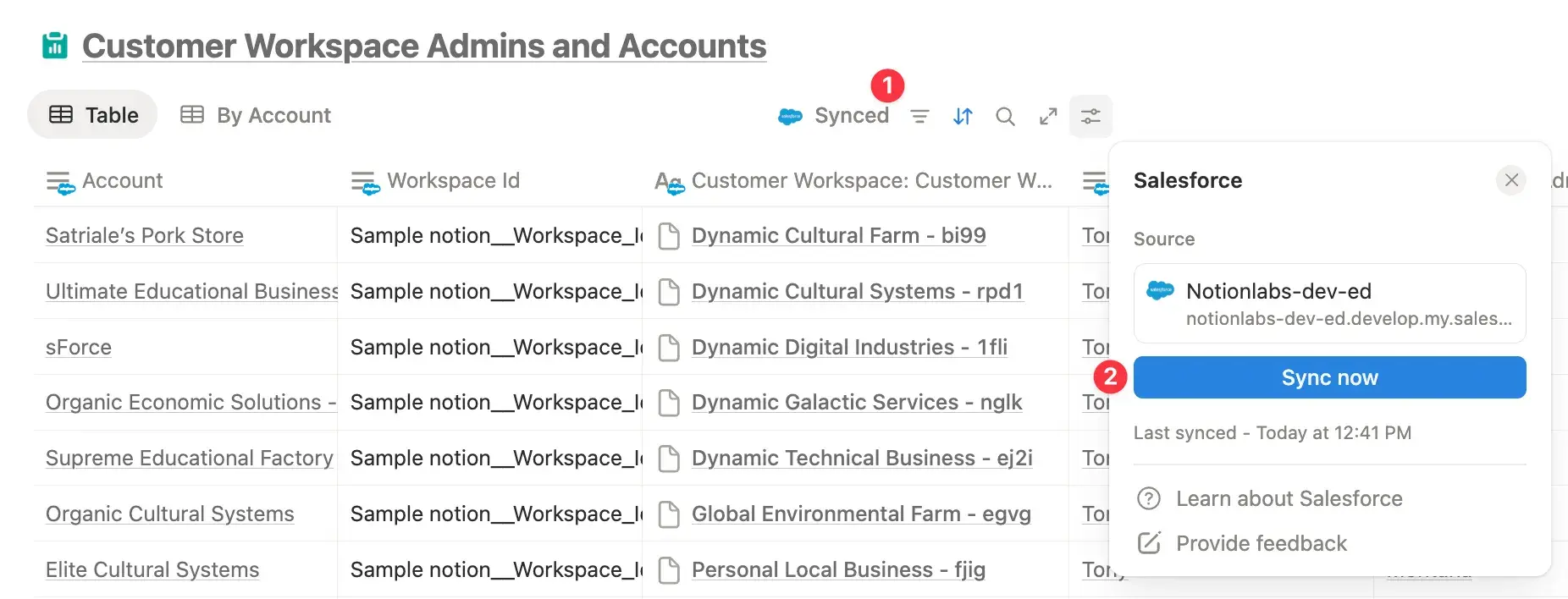 hc:Salesforceレポートを手動で同期