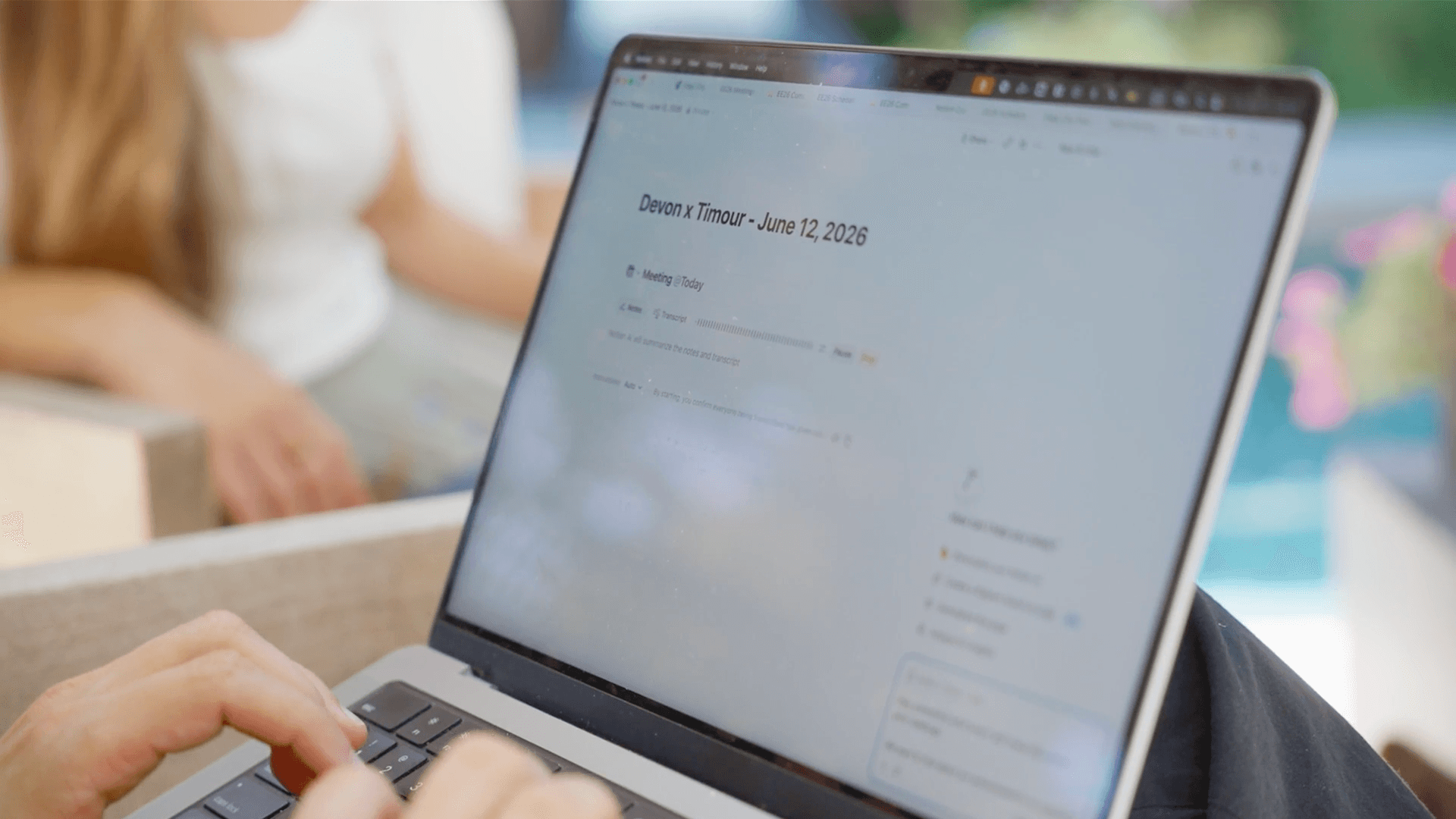 Every meeting's takeaways get captured live in Notion — so nothing gets lost between the conversation and the next step.