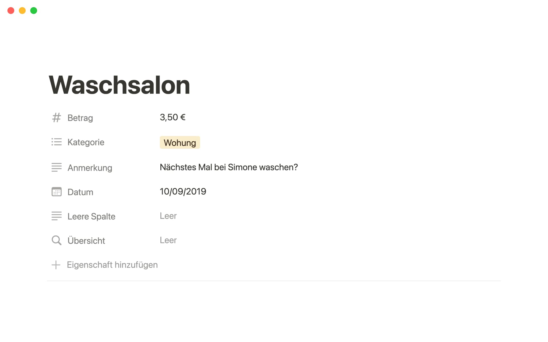 A screenshot of a budget planning document in Notion.